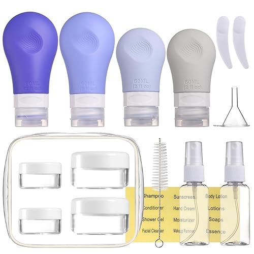 Gemice 16 Pack Silicone Travel Bottles Set For Toiletries, Tsa Approved Travel Size Containers Leak Proof Silicone Squeezable Tr